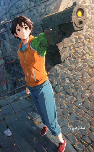 water gun,evangelion,gun,matsuno,nagasaki,leaf blower,pointing gun,yuzu,baton,girl with gun,mako,bolt-004,rifle,studio ghibli,holding a gun,detective conan,girl with a gun,kid hero,shirakami-sanchi,nemo,Anime,Anime,Realistic