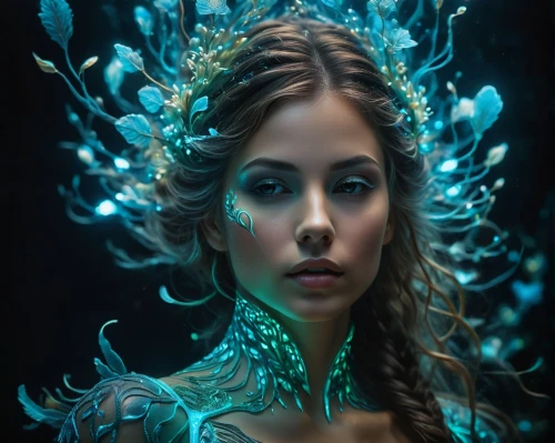 blue enchantress,water nymph,faery,merfolk,the enchantress,mermaid background,mermaid vectors,faerie,fairy queen,mystical portrait of a girl,fantasy art,dryad,fantasy portrait,mermaid,fairy peacock,apophysis,fantasy picture,water rose,elven flower,ice queen,Photography,General,Fantasy