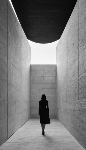 holocaust memorial,woman walking,holocaust museum,exposed concrete,burial chamber,cement wall,concrete wall,wall,concrete blocks,soumaya museum,passage,concrete,blackandwhitephotography,wall tunnel,louvre,minimalism,concrete construction,concrete background,hall of the fallen,girl walking away,Illustration,Black and White,Black and White 33