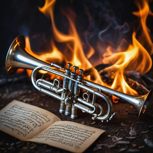 flugelhorn,brass instrument,fanfare horn,trumpet of jericho,saxhorn,fire-eater,fire artist,fire eater,instrument music,combustion,gold trumpet,sackbut,musical instrument,fire background,musical instruments,cor anglais,open flames,wind instruments,inflammable,the conflagration,Photography,General,Fantasy