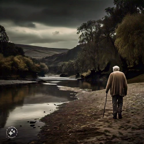 digital compositing,old age,photo manipulation,elderly man,jrr tolkien,still transience of life,the blonde in the river,king lear,photoshop manipulation,photomanipulation,pensioner,grandfather,conceptual photography,wales,the night of kupala,elderly person,older person,atmospheric,the wanderer,antrim