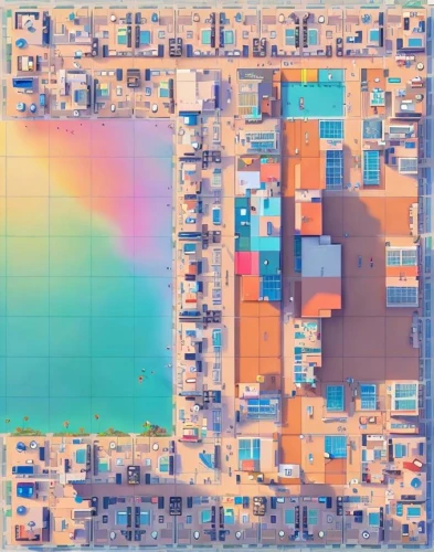 pixel cube,pentium,computer art,tileable patchwork,fragmentation,aerial landscape,terracotta tiles,colorful city,water cube,fractal environment,city blocks,pixel cells,processor,cube surface,tetris,tileable,artificial islands,squares,abu dhabi,blotter,Common,Common,Cartoon