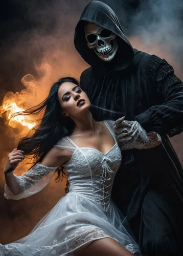 dance of death,danse macabre,dead bride,vampire woman,halloween and horror,grimm reaper,grim reaper,angel of death,gothic portrait,dark art,vampire lady,vanitas,banishment,halloween poster,muerte,photomanipulation,days of the dead,macabre,scary woman,celebration of witches