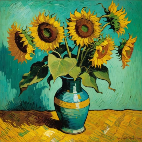 sunflowers in vase,vincent van gogh,sunflowers,vincent van gough,sun flowers,sunflower paper,summer still-life,sunflower,helianthus,flower painting,helianthus sunbelievable,sunflowers and locusts are together,oil painting on canvas,still life of spring,flowers sunflower,sunflower seeds,sunflower coloring,oil painting,sun daisies,post impressionism,Art,Artistic Painting,Artistic Painting 03