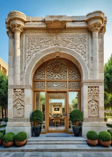 emirates palace hotel,persian architecture,celsus library,qasr al watan,luxury property,front gate,indian canyon golf resort,bendemeer estates,luxury home,marble palace,classical architecture,decorative fountains,gold stucco frame,luxury real estate,garden door,indian canyons golf resort,gleneagles hotel,doral golf resort,beverly hills hotel,luxury home interior,Photography,General,Realistic