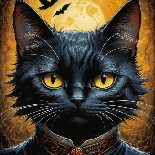 halloween cat,halloween black cat,halloween poster,halloween illustration,helloween,black cat,halloween background,halloween vector character,halloween wallpaper,halloween and horror,hallloween,yellow eyes,haloween,cat vector,cat portrait,capricorn kitz,halloween,halloween 2019,halloween2019,happy halloween,Illustration,Realistic Fantasy,Realistic Fantasy 34