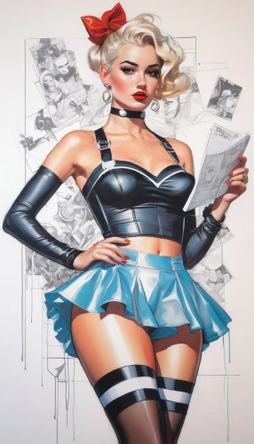 pin-up girl,pin up girl,pin ups,pin-up girls,retro pin up girl,pin up girls,pin up,pinup girl,retro pin up girls,marylyn monroe - female,pin-up,fashion illustration,harley,harley quinn,modern pop art,watercolor pin up,sailor,cool pop art,pin-up model,latex clothing,Illustration,Realistic Fantasy,Realistic Fantasy 24