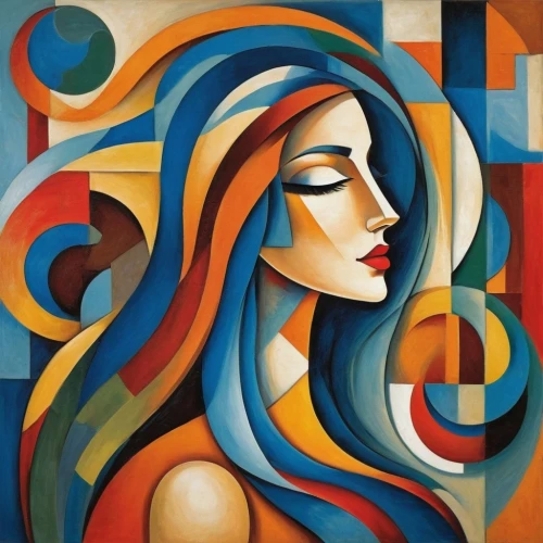 art deco woman,woman thinking,decorative figure,young woman,woman playing,italian painter,woman's face,art painting,oil painting on canvas,woman face,head woman,cubism,art deco,abstract painting,praying woman,woman,woman at cafe,boho art,girl in a long,abstract cartoon art,Art,Artistic Painting,Artistic Painting 45
