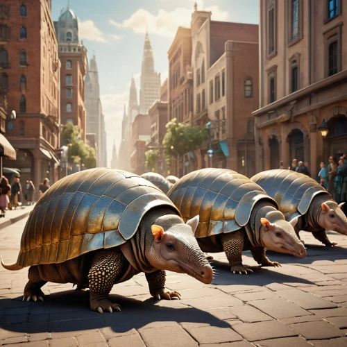 armadillo,stegosaurus,trachemys,scale lizards,dinosaurs,dwarf armadillo,dinosaruio,a flock of pigeons,city pigeons,anthropomorphized animals,ankylosaurus,size comparison,maximilianeum,loukaniko,carapace,street pigeons,turtles,terrapin,tortoises,stacked turtles,Photography,General,Realistic