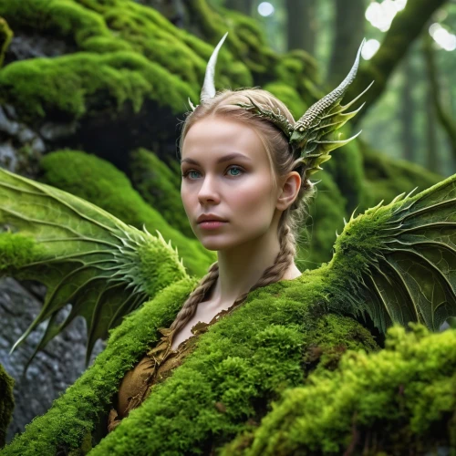 faery,fae,faerie,elven,dryad,forest dragon,ballerina in the woods,the enchantress,elven forest,fairy forest,ferns,fairy queen,elves,fairy,natura,green dragon,girl with tree,mother nature,fairy world,elf,Photography,General,Realistic
