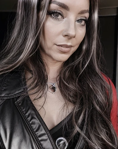 leather jacket,fizzy,ash leigh,toni,grey background,santana,leather,black leather,gray color,eurasian,edit icon,veronica,sofia,grey,makeup artist,silver,brunette,jade,dark hair,pretty young woman