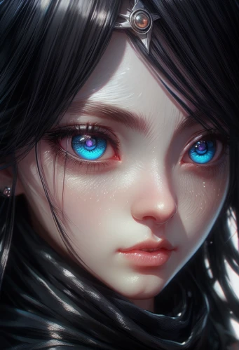 pupils,pupil,fantasy portrait,the blue eye,eyes,blue eye,tears bronze,echo,violet head elf,violet eyes,blue eyes,elven,angel's tears,gold eyes,closeup,tear of a soul,widow's tears,heterochromia,dark elf,3d fantasy