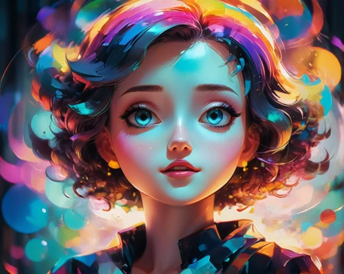 mystical portrait of a girl,fantasy portrait,transistor,colorful light,psychedelic art,digital painting,luminous,colored lights,digital art,world digital painting,neon ghosts,girl portrait,illustrator,girl with speech bubble,aura,psychedelic,vector girl,colorful doodle,digital artwork,neon candies,Conceptual Art,Daily,Daily 21