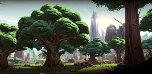 druid grove,cartoon forest,tree grove,old-growth forest,the forests,spruce forest,big trees,elven forest,forests,deciduous forest,cartoon video game background,the trees,grove of trees,forest background,pine forest,northwest forest,the forest,mushroom landscape,forest ground,forest landscape