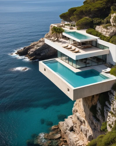infinity swimming pool,luxury property,dunes house,modern architecture,cubic house,modern house,house by the water,luxury real estate,pool house,beach house,cube house,luxury home,house of the sea,holiday villa,private house,cliffs ocean,beautiful home,cliff top,futuristic architecture,roof top pool,Photography,General,Realistic
