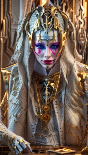 the carnival of venice,masquerade,gold mask,golden mask,the enchantress,magistrate,emperor,venetian mask,gara,artemisia,kadala,priestess,fortune teller,golden crown,cosmetic,cirque du soleil,venetia,fantasy woman,tutankhamun,queen cage
