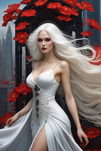 white rose snow queen,fantasy woman,fantasy art,fantasy picture,white lady,black rose hip,rose white and red,heroic fantasy,the snow queen,fairy queen,red rose,celtic woman,porcelain rose,fairy tale character,wild rose,lady in red,the enchantress,white rose,celtic queen,fantasy girl,Illustration,Realistic Fantasy,Realistic Fantasy 05