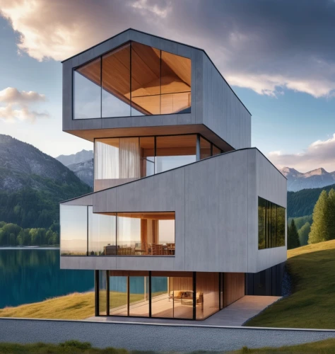 cubic house,modern architecture,modern house,cube stilt houses,frame house,swiss house,house with lake,cube house,arhitecture,house in mountains,dunes house,house shape,house in the mountains,archidaily,danish house,mirror house,contemporary,inverted cottage,futuristic architecture,house by the water,Photography,General,Realistic