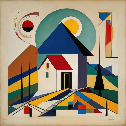 church painting,villagers,beatenberg,home landscape,mondrian,1929,1926,olle gill,wigwam,farm landscape,1925,euclid,motif,houses,temples,real-estate,half-timbered houses,matruschka,cottages,black church,Art,Artistic Painting,Artistic Painting 44