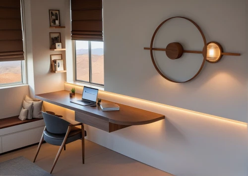 wall lamp,wooden desk,modern office,writing desk,creative office,modern decor,modern room,working space,consulting room,desk,search interior solutions,scandinavian style,wall light,office desk,desk lamp,contemporary decor,table lamp,corten steel,danish room,track lighting,Photography,General,Realistic