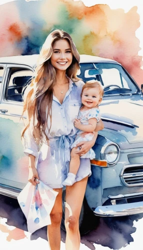 photo painting,watercolor baby items,girl and car,watercolor painting,watercolor paint,watercolor women accessory,world digital painting,watercolor background,simca,baby with mom,watercolor paint strokes,art painting,oil painting on canvas,watercolor,girl washes the car,girl in car,moskvitch 412,fiat linea,custom portrait,oil painting,Illustration,Paper based,Paper Based 25