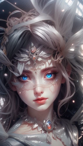 white rose snow queen,fantasy portrait,the snow queen,fae,white blossom,mystical portrait of a girl,elven,elven flower,medusa,ice queen,fantasy art,faery,eglantine,faerie,starflower,angel's tears,the enchantress,fairy tale character,jessamine,dryad
