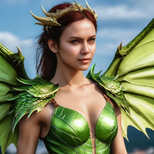 faerie,fantasy woman,faery,fae,fairy queen,fairy,elves flight,green dragon,pixie,evil fairy,heroic fantasy,green aurora,elf,tiana,green,winged,dryad,poison ivy,green mermaid scale,fantasy art,Photography,General,Realistic