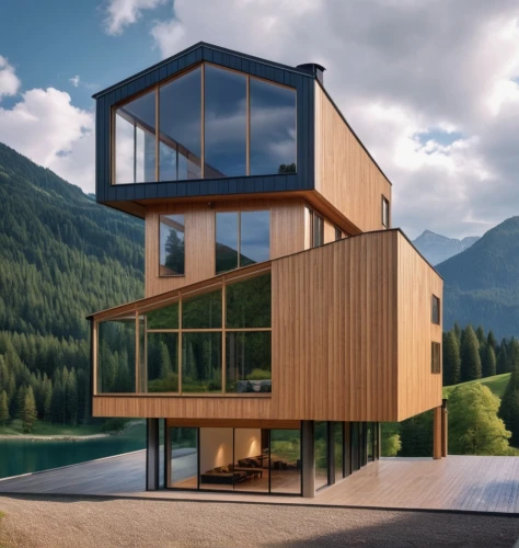 cubic house,timber house,house with lake,modern house,house in the mountains,wooden house,swiss house,house in mountains,dunes house,eco-construction,modern architecture,frame house,chalet,house by the water,luxury property,cube house,alpine style,private house,luxury real estate,residential house,Photography,General,Realistic