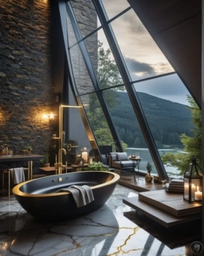luxury bathroom,the cabin in the mountains,house in the mountains,house in mountains,interior modern design,luxury home interior,modern decor,futuristic architecture,luxury property,luxury hotel,beautiful home,roof landscape,interior design,alpine style,modern living room,roof domes,great room,modern architecture,glass wall,glass roof