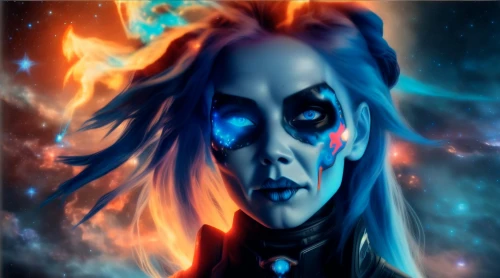 avatar,blue enchantress,halloween background,edit icon,symetra,dark elf,undead warlock,witch's hat icon,fire background,evil woman,portrait background,fantasy portrait,custom portrait,lokportrait,twitch icon,scary woman,widow,mystique,white walker,halloweenchallenge