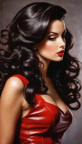 lady in red,scarlet witch,vampire woman,fantasy woman,man in red dress,femme fatale,silk red,shades of red,valentine day's pin up,red coat,female beauty,vampire lady,head woman,pin up girl,red background,woman face,red super hero,fantasy art,valentine pin up,femininity,Illustration,Realistic Fantasy,Realistic Fantasy 16