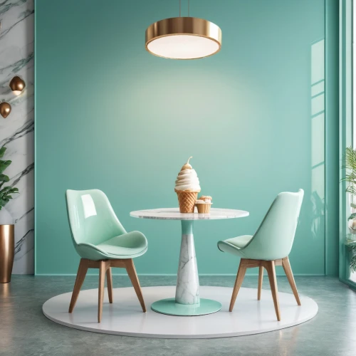 dining table,color turquoise,dining room table,danish furniture,pastel colors,dining room,modern decor,mid century modern,breakfast room,cuckoo light elke,stylized macaron,table lamps,table and chair,turquoise leather,table lamp,kitchen & dining room table,trend color,interior design,contemporary decor,deco,Photography,General,Realistic