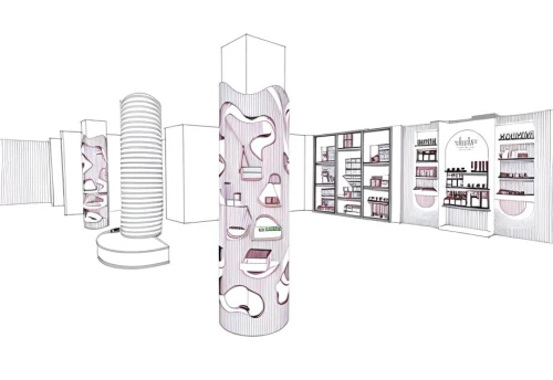 cosmetics counter,vending machines,product display,multistoreyed,celsus library,pharmacy,vending machine,cd/dvd organizer,walk-in closet,shelving,garment racks,pills dispenser,room divider,shoe cabinet,commercial packaging,wine bottle range,wine rack,cosmetic products,pantry,wine boxes,Design Sketch,Design Sketch,Hand-drawn Line Art