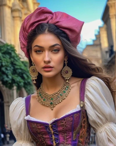 isabella,girl in a historic way,the carnival of venice,venetia,angelica,hallia venezia,la violetta,arabian,renaissance,cinderella,rapunzel,victorian lady,venetian,beautiful bonnet,romantic look,persian,princess' earring,rosella,tuscan,beautiful women,Photography,General,Fantasy