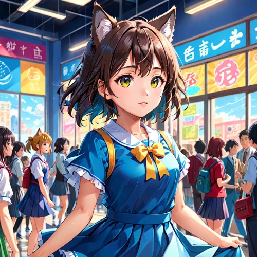 miku maekawa,domestic short-haired cat,nyan,japanese idol,cat on a blue background,anime japanese clothing,mikuru asahina,idol,colorful background,cat ears,honolulu,honmei choco,transparent background,japanese sakura background,cat kawaii,calico cat,nico,ganai,shibuya crossing,cat's cafe,Anime,Anime,Realistic