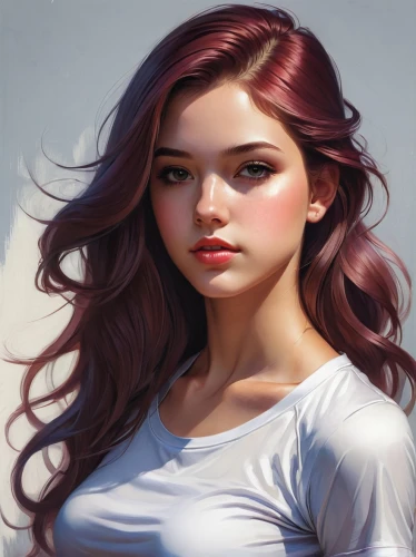 girl portrait,girl in t-shirt,digital painting,girl drawing,young woman,fantasy portrait,world digital painting,portrait of a girl,mystical portrait of a girl,portrait background,romantic portrait,red-haired,study,girl in a long,young lady,elphi,illustrator,painting technique,girl with speech bubble,pretty young woman,Conceptual Art,Fantasy,Fantasy 03