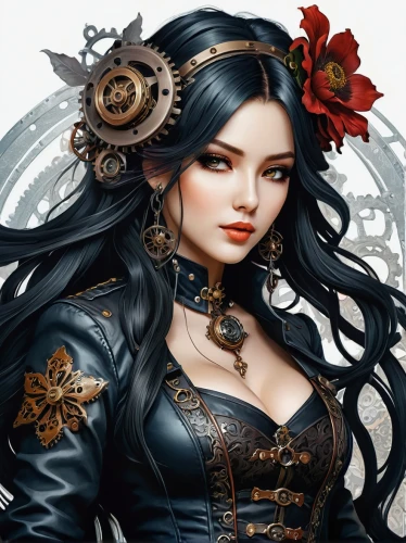 steampunk,steampunk gears,fantasy portrait,fantasy art,victorian lady,rosa ' amber cover,fairy tale character,zodiac sign libra,vanessa (butterfly),artemisia,celtic queen,widow flower,sorceress,rosa,rose flower illustration,the enchantress,gothic woman,fantasy woman,gothic portrait,black rose,Photography,General,Fantasy