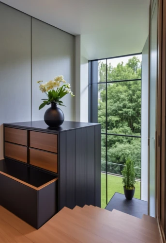 japanese-style room,sideboard,room divider,dark cabinetry,modern room,cabinetry,sliding door,interior modern design,contemporary decor,modern decor,frisian house,search interior solutions,kitchen cabinet,chiffonier,window blind,dark cabinets,writing desk,danish room,danish furniture,kitchenette,Photography,General,Realistic