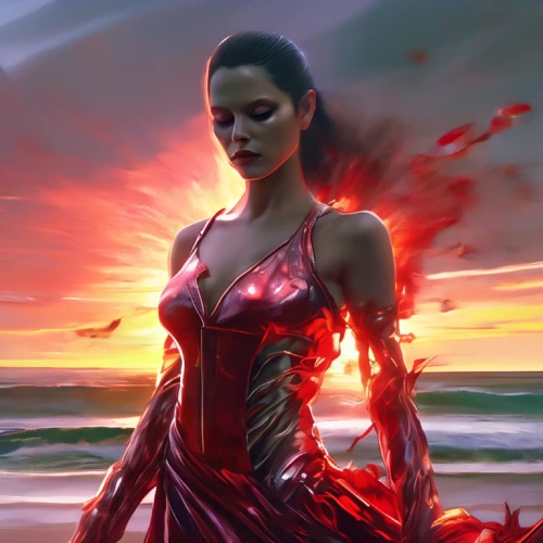 darth talon,scarlet witch,fantasy art,cg artwork,fantasy woman,red gown,fantasy picture,queen of hearts,lady in red,man in red dress,katniss,rosa ' amber cover,scarlet sail,red skin,the enchantress,fantasy portrait,world digital painting,warrior woman,fire dancer,red