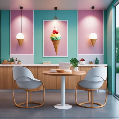 modern decor,neon ice cream,mid century modern,stylized macaron,ice cream shop,breakfast room,kitchen design,contemporary decor,modern kitchen interior,pastel colors,kitchenette,interior design,ice cream icons,pink ice cream,kitchen table,modern kitchen,neon cocktails,interior decoration,sorbet,kitchen interior,Photography,General,Realistic