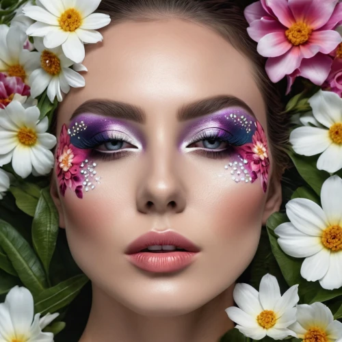 flowers png,flower wall en,colorful floral,floral background,pink daisies,girl in flowers,flower fairy,flower mix,flowers celestial,african daisies,bright flowers,floral composition,floral with cappuccino,eyes makeup,women's cosmetics,splendor of flowers,flower background,floral mockup,beautiful girl with flowers,floral,Photography,General,Realistic