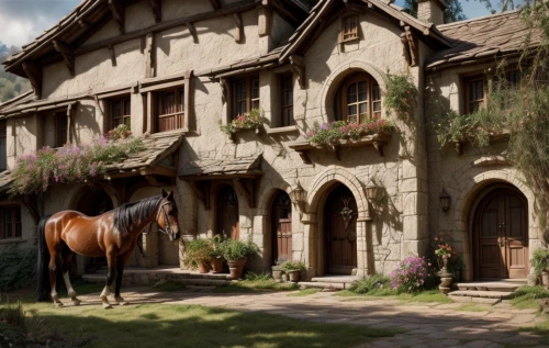 horse stable,knight village,stables,horse barn,medieval architecture,pony farm,medieval,frisian house,ancient house,horses,equestrian,equestrian center,elizabethan manor house,riding school,dream horse,knight house,horseback,brown horse,a horse,medieval castle