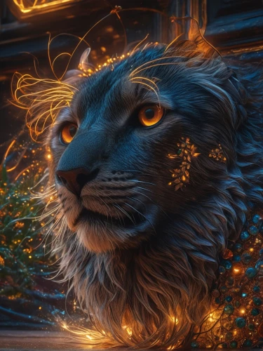 forest king lion,fantasy portrait,lion - feline,felidae,golden eyes,fantasy art,fire eyes,firethorn,maincoon,norwegian forest cat,feral,fantasy picture,leo,leopard's bane,fire artist,constellation wolf,feline,zodiac sign leo,fire background,lokportrait,Photography,General,Fantasy