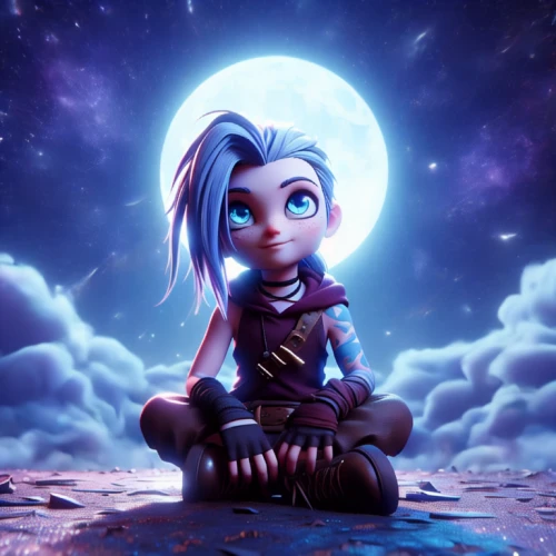 cute cartoon character,fantasy picture,edit icon,callisto,fantasy portrait,cute cartoon image,scandia gnome,fantasy art,moon and star background,zodiac sign libra,blue enchantress,tiber riven,dusk background,violet head elf,lonely child,moonbeam,lone warrior,dark elf,moonlight,violinist violinist of the moon