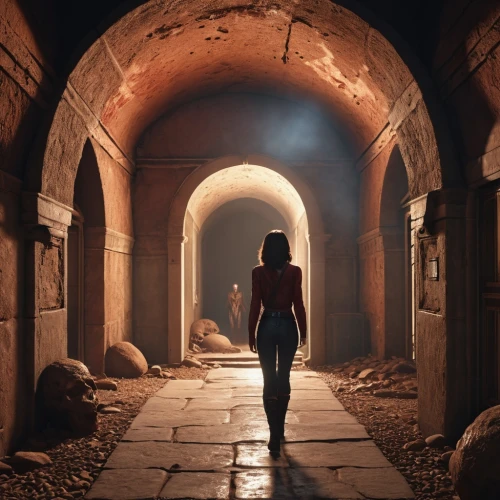 girl walking away,woman walking,digital compositing,passage,catacombs,the mystical path,ancient city,pompeii,the ancient world,hall of the fallen,girl in a historic way,labyrinth,pathway,petra,old linden alley,threshold,alleyway,photomanipulation,hollow way,alley,Photography,General,Realistic