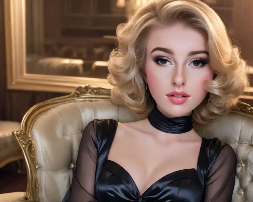 dita,realdoll,blonde on the chair,vintage makeup,marylyn monroe - female,magnolieacease,miss circassian,blonde woman,porcelain doll,femme fatale,burlesque,pearl necklace,cool blonde,agent provocateur,kim,brandy alexander,latex clothing,vintage woman,neo-burlesque,doll's facial features,Photography,Natural