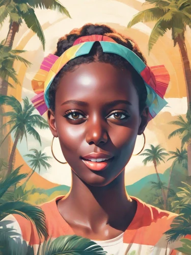 senegal,african woman,digital painting,gambia,world digital painting,mayotte,girl portrait,khokhloma painting,ghana,afro-american,nigeria woman,portrait of a girl,afroamerican,afro american girls,african american woman,rwanda,mali,african art,benin,coconut hat,Digital Art,Impressionism