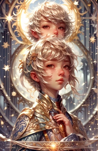 golden crown,golden wreath,mirror of souls,fantasy portrait,foil and gold,amano,celestial,capricorn mother and child,christmas angels,gemini,gold leaf,zodiac sign libra,star winds,gold foil art,libra,little angels,gold frame,saint,angels,gold foil