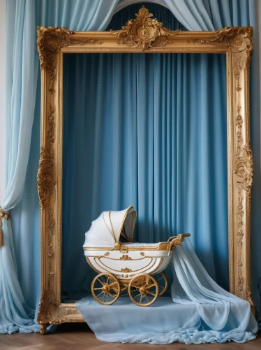 four poster,four-poster,rococo,blue room,a curtain,mazarine blue,luxury decay,napoleon iii style,interior decor,baby room,the little girl's room,the throne,neoclassical,canopy bed,bridal suite,infant bed,antique furniture,theater curtain,curtain,throne,Photography,General,Natural