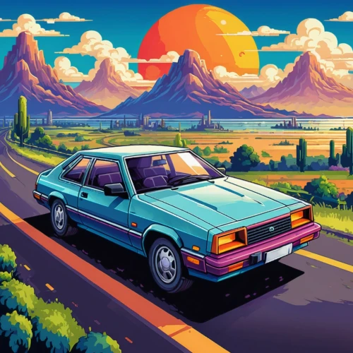 3d car wallpaper,retro vehicle,retro background,retro car,toyota ae85,audi 80,e31,retro automobile,80s,landscape background,80's design,amc eagle,station wagon-station wagon,ford granada,subaru brat,mercedes-benz 500e,chrysler sunbeam,volkswagen scirocco,moon car,alpine drive,Unique,Pixel,Pixel 05